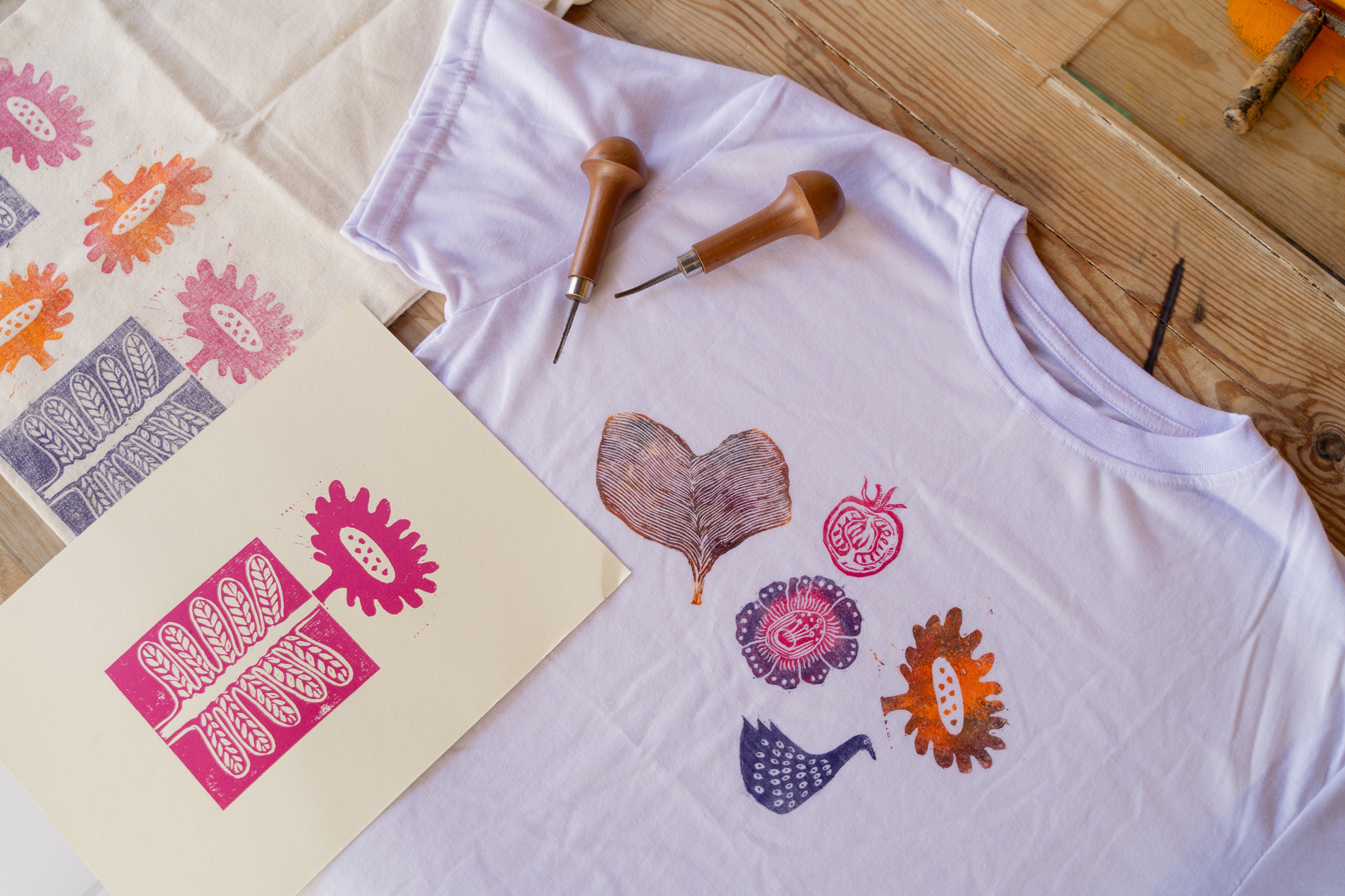 Linocut Printmaking Linocut Print on Shirt